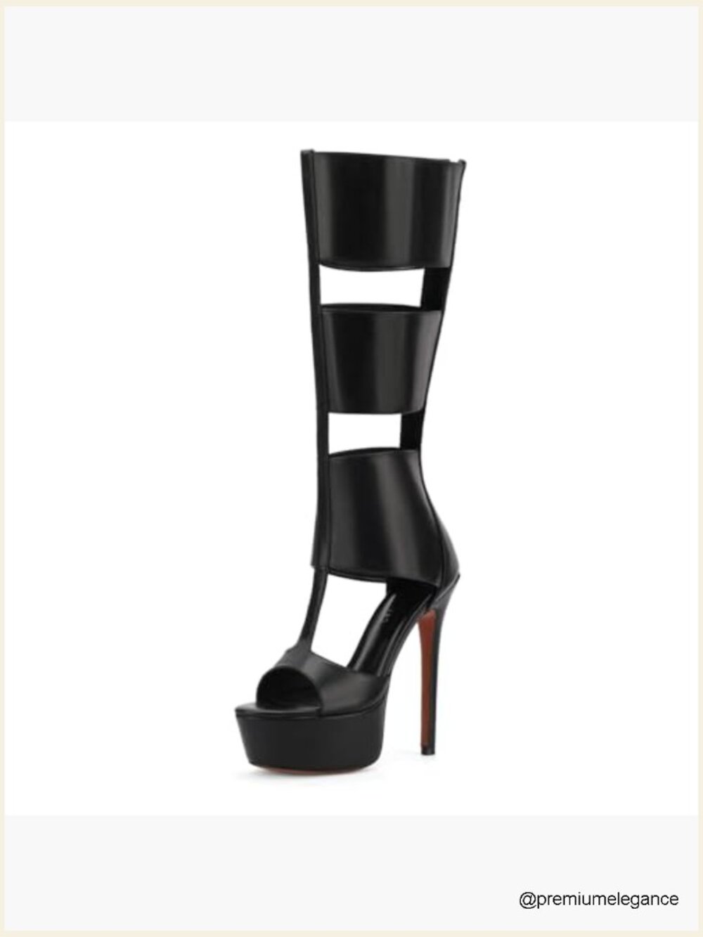 Platform Knee High Gladiator Sandals Open Toe Heeled Booties Summer Party - Picture 7 of 7